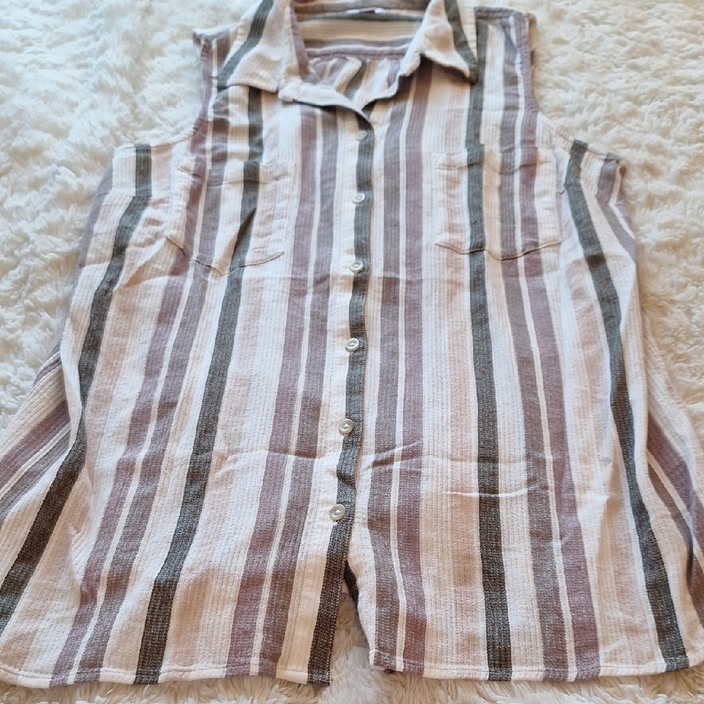 Williams Sonoma Striped Tank Top - Brown and White